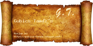 Gubics Tamás névjegykártya